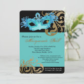 Invitation Turquoise Masquerade Masque Masque Costume de bal  (Debout devant)