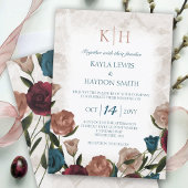 Invitation Turquoise, Mauve Blush, Bourgogne Rose Jardin Mari