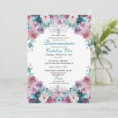 Invitation Turquoise & Mauve coucher de soleil Quinceanera An (Debout devant)