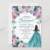 Invitation Turquoise & Mauve Coucher de soleil Quinceanera Pr (Devant)
