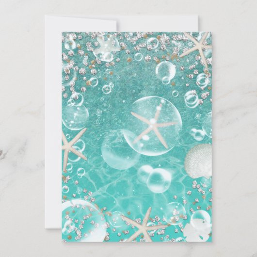 Invitation Turquoise mer enchantée Starfish & bulles Bride (Dos)