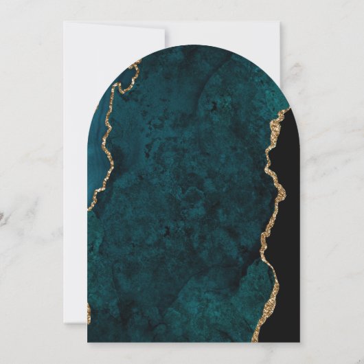 Invitation Turquoise moderne Agate Bleu Script Arch Mariage (Dos)
