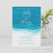 Invitation Turquoise, moderne Aquarelle Waves Mariage (Debout devant)