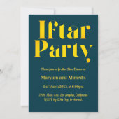 Invitation Turquoise moderne Blue et Gold Iftar Party (Devant)