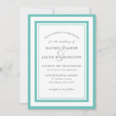 Invitation Turquoise moderne Bordure bleue Mariage simple (Devant)