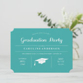 Invitation turquoise Moderne Chic Graduation (Debout devant)
