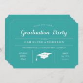Invitation turquoise Moderne Chic Graduation (Devant / Derrière)
