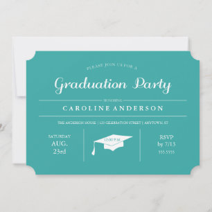 Invitation turquoise Moderne Chic Graduation