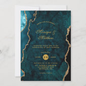 Invitation Turquoise moderne et or Agate Pierre Mariage Invit (Devant)