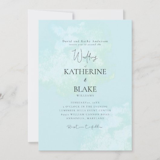Invitation Turquoise Moderne Mariage parents mariés (Devant)