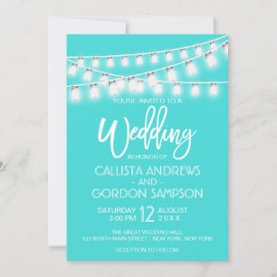 Invitation Turquoise moderne Mason Jar String Mariage