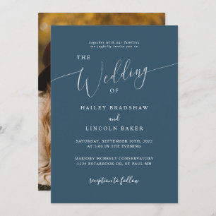 Invitation Turquoise moderne minimaliste Mariage photo