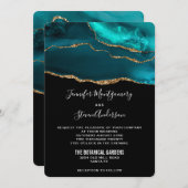Invitation Turquoise moderne & Or Agate Pierre Mariage Abstra (Devant / Derrière)