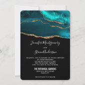 Invitation Turquoise moderne & Or Agate Pierre Mariage Abstra (Devant)