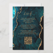 Invitation Turquoise moderne Script d'Agate Bleu QR Code Mari (Dos)