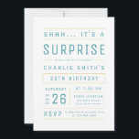 Invitation Turquoise Moderne Typographie Simple Surprise Anni<br><div class="desc">Une typographie moderne et minimale amusante invitation à la surprise adulte en bleu turquoise,  jaune et blanc,  idéal pour les 21ème,  30ème,  40ème,  50ème,  60ème,  70ème,  80ème,  90ème ou tout autre âge simple fête d'anniversaire,  fête surprise,  ou toute autre occasion! Personnalisez-le avec votre propre texte et vos informations personnelles.</div>