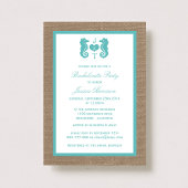 Invitation Turquoise Monogram Hippocampe Plage Enterrement de