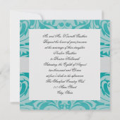 Invitation Turquoise Monogramme Mariage damassé (Dos)