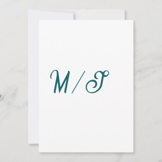 Invitation Turquoise monogramme nom de couple de mariage simp (Devant)