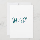 Invitation Turquoise monogramme nom de couple de mariage simp (Dos)