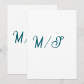 Invitation Turquoise monogramme nom de couple de mariage simp (Devant / Derrière)