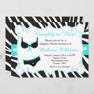 Invitation Turquoise Naughty ou Nice Lingerie Fête des mariée