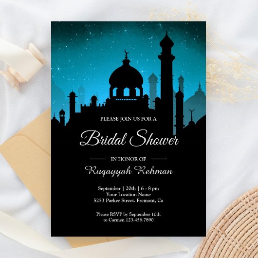 Invitation Turquoise Night Sky Arabian Nights Fête des mariée