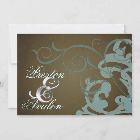 Invitation turquoise noble de remous de brun de (Devant)