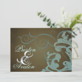 Invitation turquoise noble de remous de brun de (Debout devant)