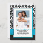 Invitation Turquoise, Noir Damask Love Hearve Mariage (Dos)