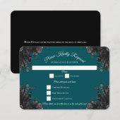 Invitation Turquoise Noir Gris Rose Gothique Réponse de Maria (Devant / Derrière)