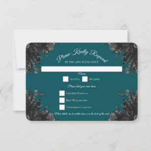 Invitation Turquoise Noir Gris Rose Gothique Réponse de Maria