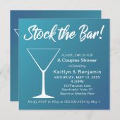 Invitation Turquoise Ombre Stock Bar Script Couples Douche (Devant / Derrière)