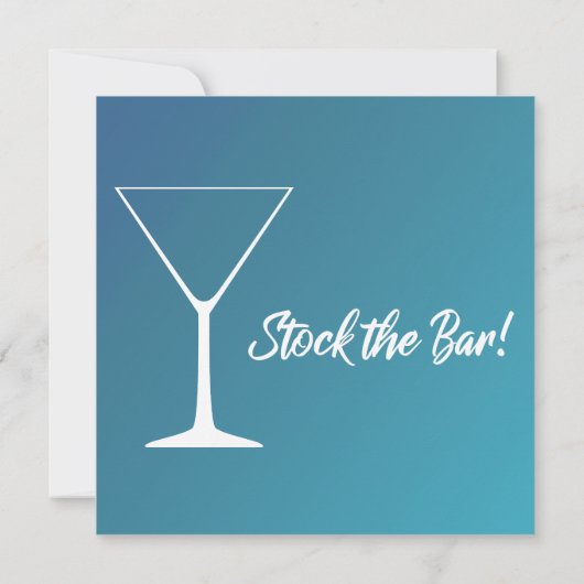 Invitation Turquoise Ombre Stock Bar Script Couples Douche (Dos)