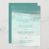 Invitation Turquoise Ombre Watercolor Beach (Devant / Derrière)