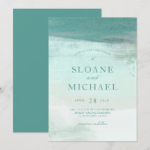 Turquoise Ombre Watercolor Laver Beach Wedding