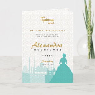 Invitation Turquoise & Or Arabian Quinceañera Photo