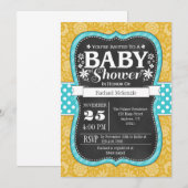 Invitation Turquoise or Chalkboard Floral Baby shower Invitat (Devant / Derrière)