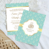Invitation Turquoise or et lumière Damask musulman Mariage mu
