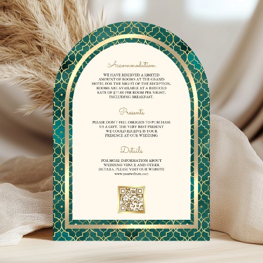 Invitation Turquoise or Marocain QR Code Sikh Arch Mariage