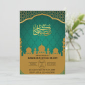 Invitation Turquoise & Or musulman islamique Ramadan Iftar Pa (Debout devant)