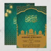 Invitation Turquoise & Or musulman islamique Ramadan Iftar Pa (Devant / Derrière)
