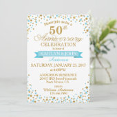 Invitation Turquoise Or Paillettes Dorées 50e Anniversaire (Debout devant)