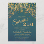 Invitation Turquoise or Parties scintillant String lumières 2<br><div class="desc">Elégante invitation de fête du 21e anniversaire pour les femmes avec de magnifiques lampes à cordes d'or et bokeh pétillant sur un arrière - plan turquoise audacieux. Le texte, la police et le libellé sont entièrement personnalisables à l'aide de l'outil de conception de Zazzle. Contactez-nous pour obtenir de l'aide sur...</div>