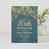 Invitation Turquoise or Parties scintillant String lumières S (Debout devant)