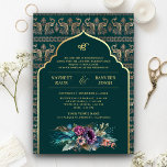 Invitation Turquoise or Peacock Anand Karaj Sikh Mariage<br><div class="desc">Éblouissez vos invités avec cette invitation traditionnelle de mariage sikh avec un élégant arrière - plan motif paon et de belles fleurs d'aquarelle avec typographie moderne. Ajoutez simplement les détails de votre événement sur ce modèle facile à utiliser pour en faire une invitation unique.</div>