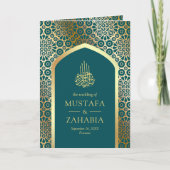 Invitation Turquoise or perse Arch QR Code Musulman Mariage (Devant)