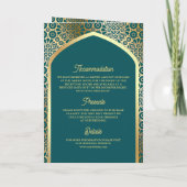 Invitation Turquoise or perse Arch QR Code Musulman Mariage (Dos)