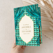 Invitation Turquoise or rideau Floral Indien Mariage hindou