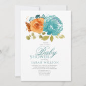 Invitation Turquoise Orange Boho FallTerracotta Baby shower F (Devant)